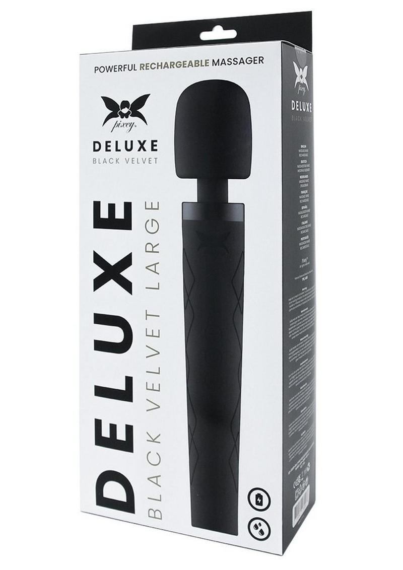 Pixey Deluxe Rechargeable Silicone Massager - Large - Black Velvet