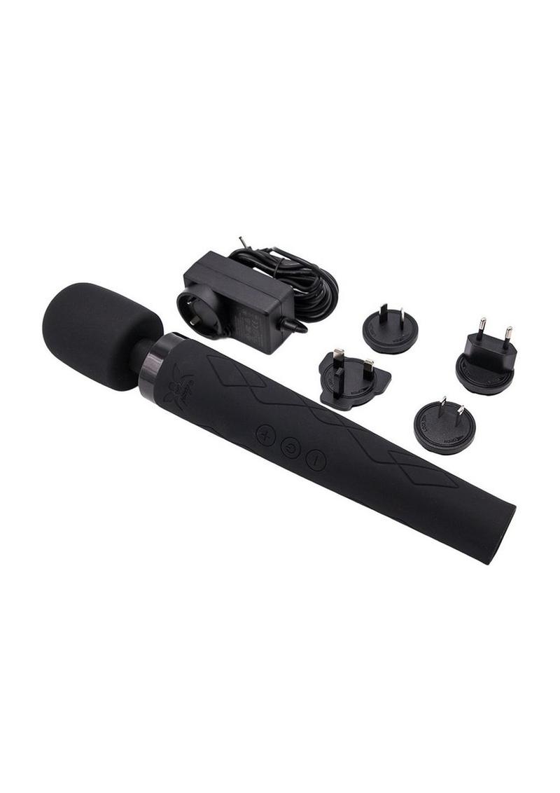 Pixey Deluxe Rechargeable Silicone Massager - Large - Black Velvet