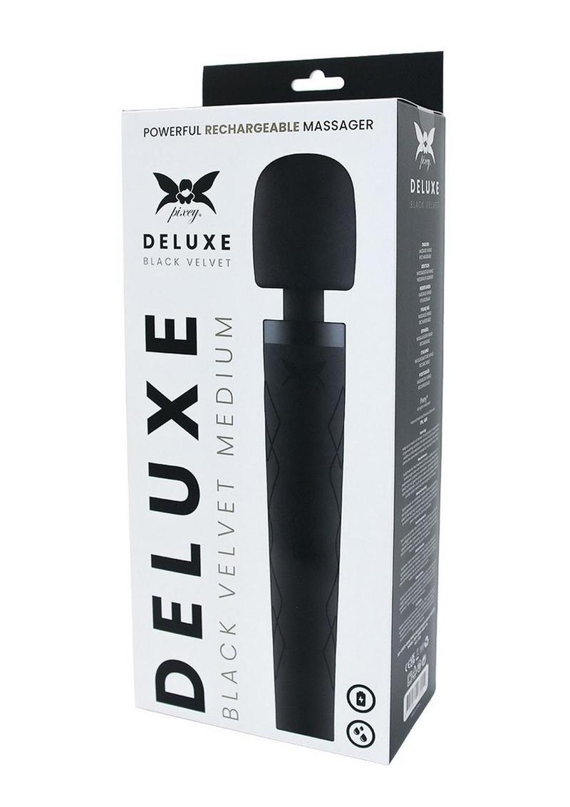 Pixey Deluxe Rechargeable Silicone Massager - Medium - Black Velvet