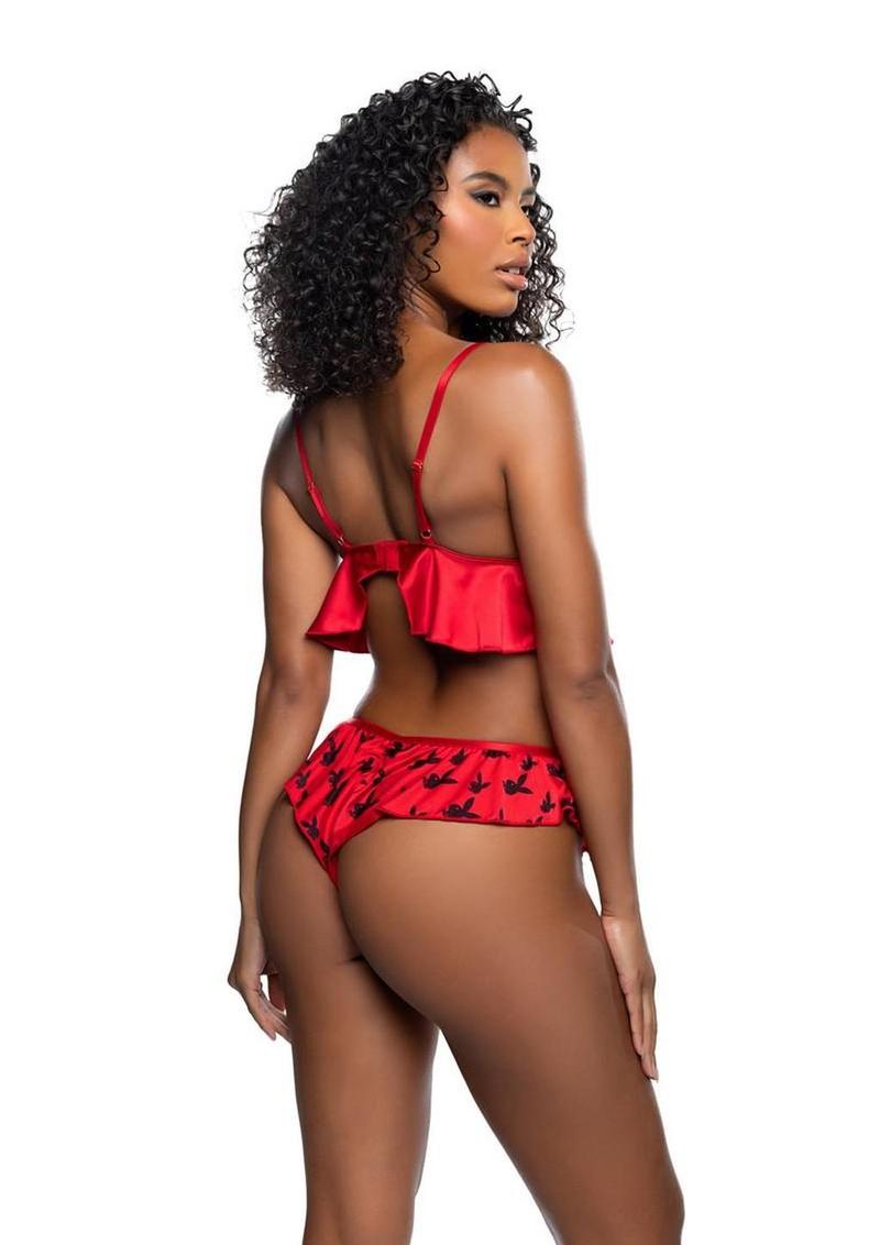 Playboy Flutter Bunny Lounge - Black/Red - Medium/Small - 2 Piece/Set