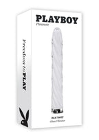 Playboy In A Twist Rechargeable Glass Vibrator - Clear/White