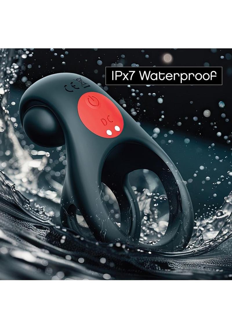 Red Dot Silicone Rechargeable Vibrating Ring with Controller V2