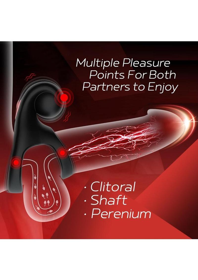 Red Dot Silicone Rechargeable Vibrating Ring with Controller V2