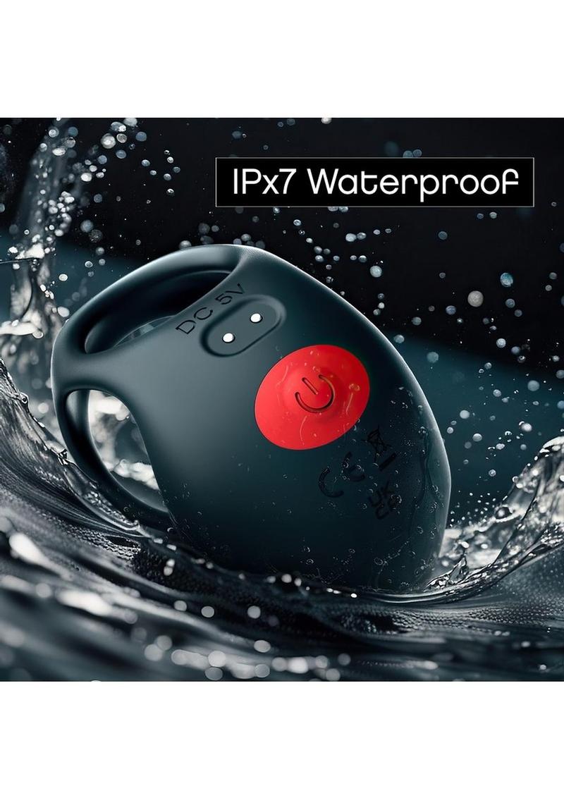 Red Dot Silicone Rechargeable Vibrating Ring with Controller V3