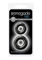 Renegade Double Stack Super Stretchable Cock Rings - Black - Set Of 2