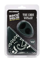 Rock Solid The Code Silicone Cock Ring with Bandana - Black/Green