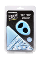 Rock Solid The Code Silicone Cock Ring with Bandana - Blue/Light Blue/White
