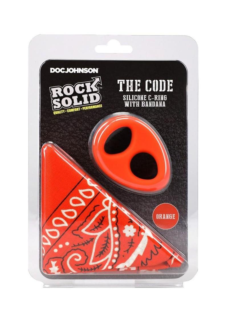 Rock Solid The Code Silicone Cock Ring with Bandana - Black/Orange