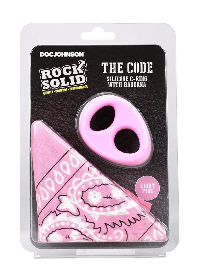 Rock Solid The Code Silicone Cock Ring with Bandana - Pink/White