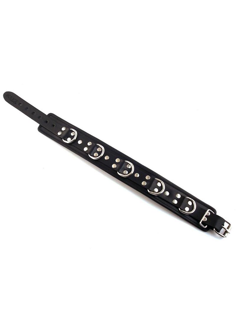 Rouge 5 D Ring Leather Collar - Black