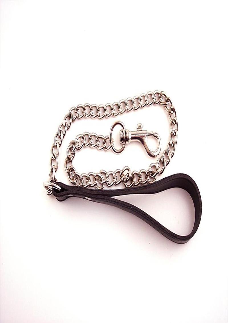 Rouge Leather Lead Chain - Black/Metal