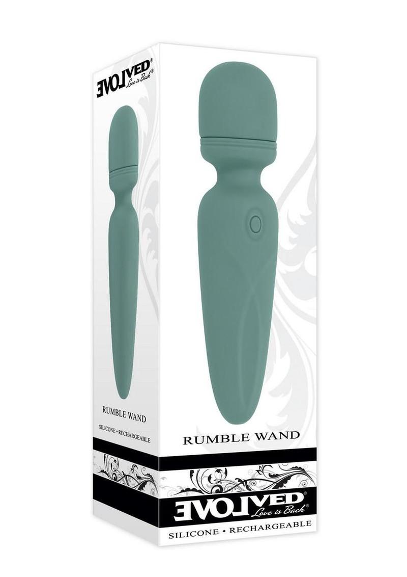 Rumble Wand Rechargeable Silicone Vibrator - Green