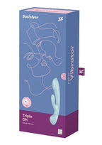 Satisfyer Triple Oh Rechargeable Silicone Dual Stimulating Vibrator - Blue/Light Blue
