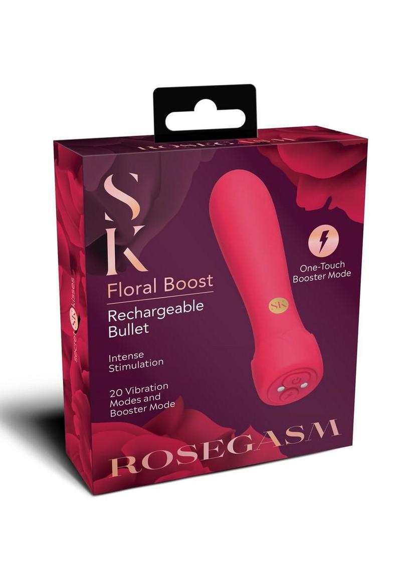 Secret Kisses Rosegasm Floral Boost Rechargeable Silicone Bullet Vibrator - Red