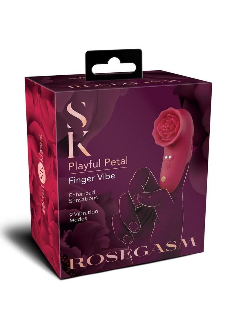 Secret Kisses Rosegasm Playful Petal Rechargeable Silicone Finger Vibrator - Red