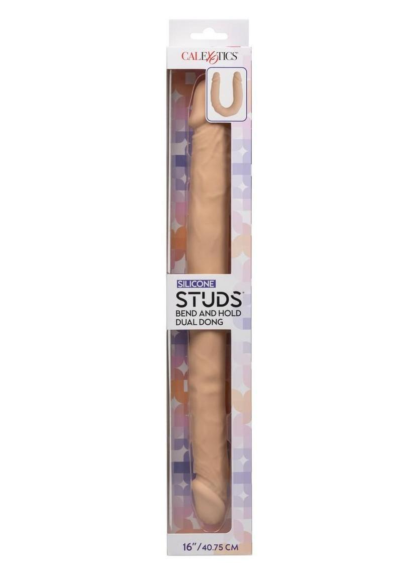 Silicone Studs Bend and Hold Dual Dildo 16 - Vanilla