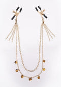 Sincerely Amber Chained Nipple Clamps - Animal Print/Gold