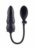 Size Up Ripple Inflatable Silicone Butt Plug - Black - 5.5in