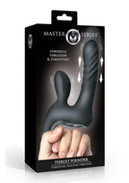 Thrust Pounder Thrusting Rechargeable Silicone Vibrator with Clitoral Stimulator - Black