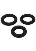 Titanmen Silicone Cushioned Cock Ring - Black - 3 Piece/Set