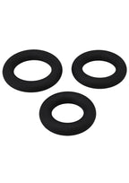 Titanmen Silicone Cushioned Cock Ring - Black - 3 Piece/Set
