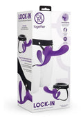 Together Lock-In Dual-Ended Vibrating Rechargeable Strap-On and Harness - Purple - Set