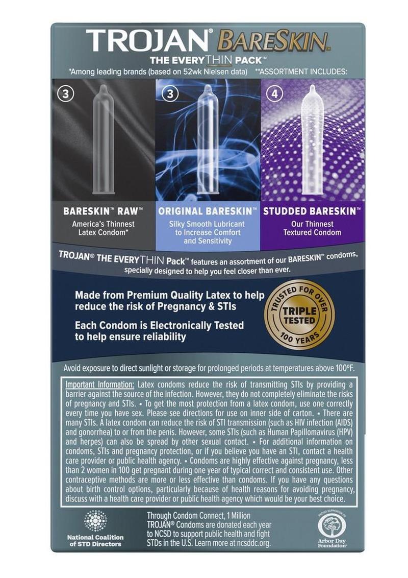 Trojan Bareskin Everythin Condoms - 10 Pack