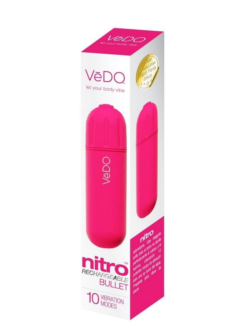 Vedo Nitro Rechargeable Silicone Bullet Vibrator - Pink - 3.25in