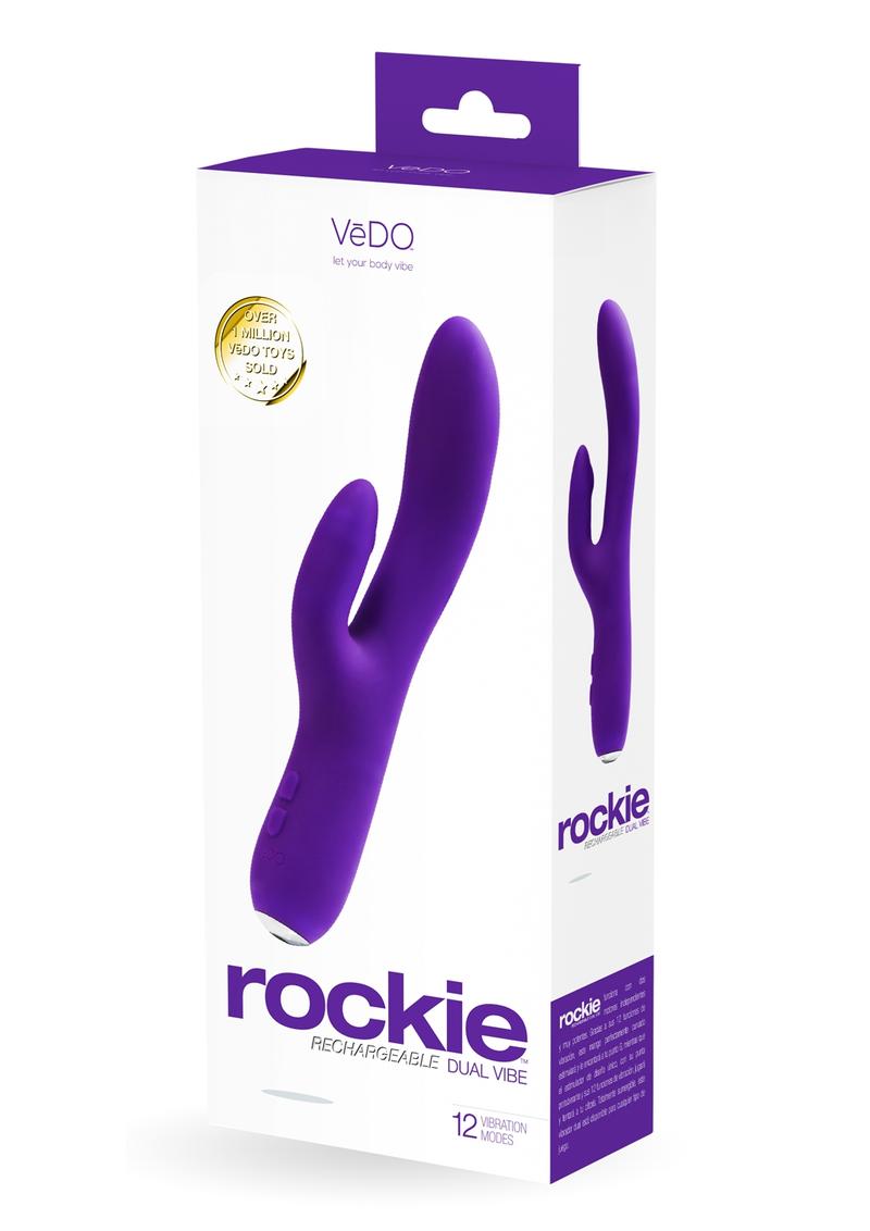 Vedo Rockie Rechargeable Silicone Rabbit Vibrator - Into You - Indigo/Purple