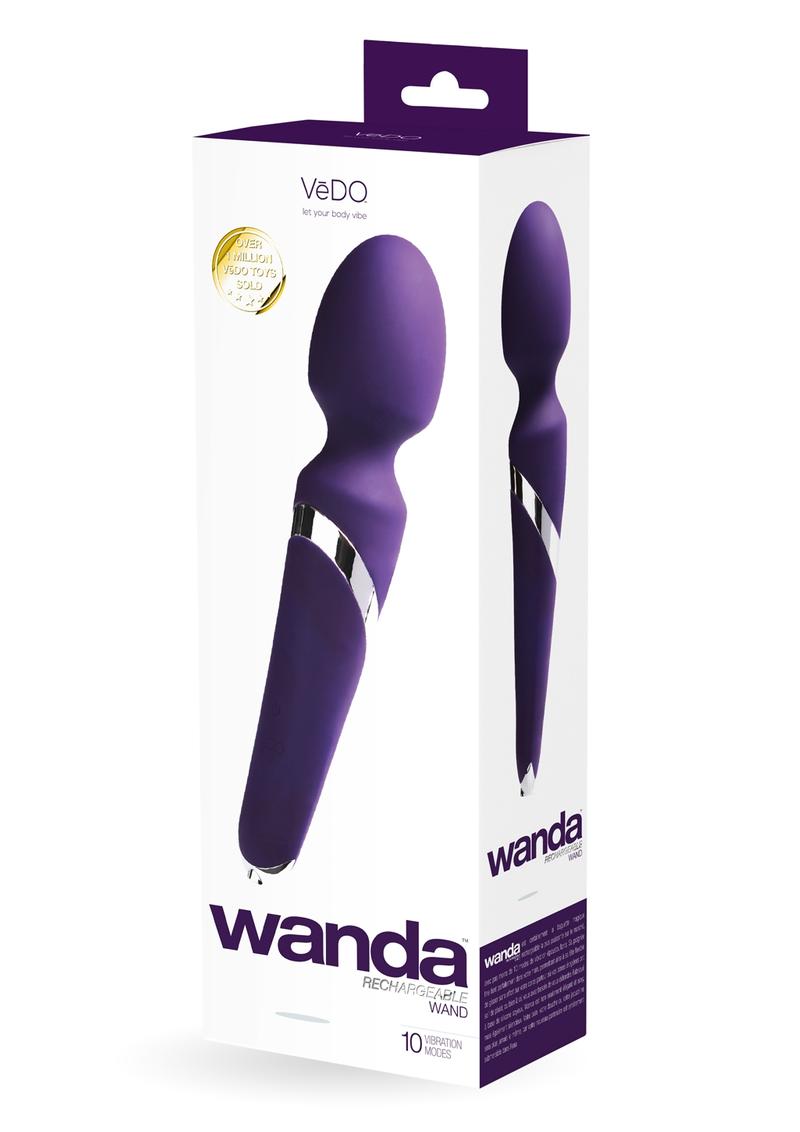 Vedo Wanda Rechargeable Silicone Wand Massager - Deep Purple/Purple