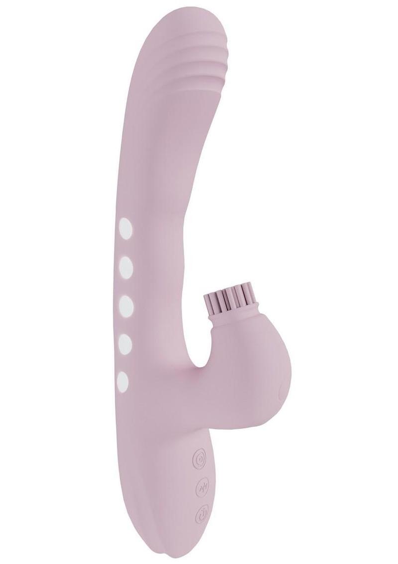 Vive Andria Led Rechargeable Silicone Dual Motor G-Spot Vibrating and Tap Clitoral Stimulator