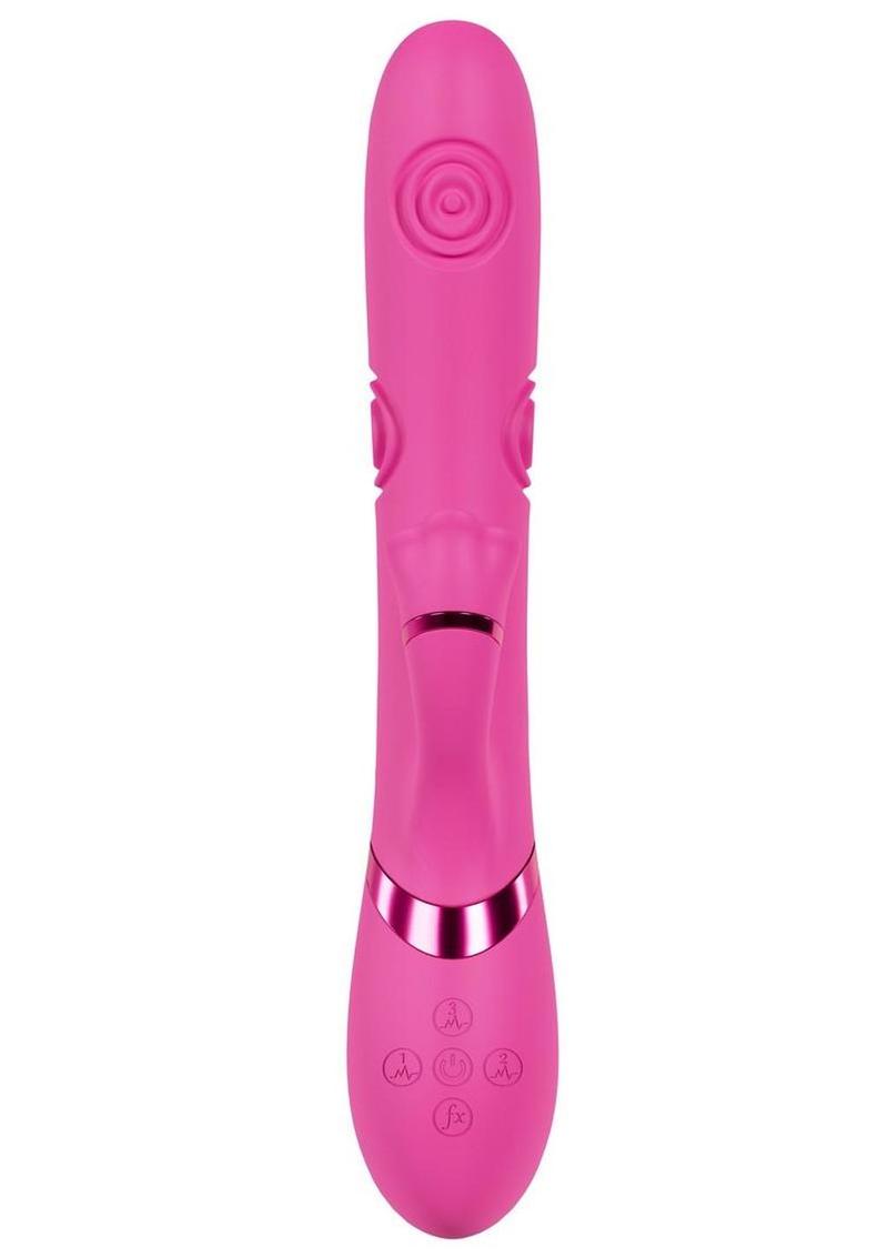 Vive Fiore Silicone Rechargeable Triple Motor G-Spot Air Wave Vibrating and Tapping Flared Clitoral Stimulator