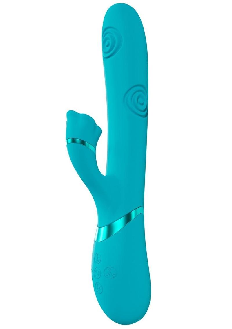 Vive Fiore Silicone Rechargeable Triple Motor G-Spot Air Wave Vibrating and Tapping Flared Clitoral Stimulator