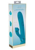 Vive Fiore Silicone Rechargeable Triple Motor G-Spot Air Wave Vibrating and Tapping Flared Clit Stimulator - Blue