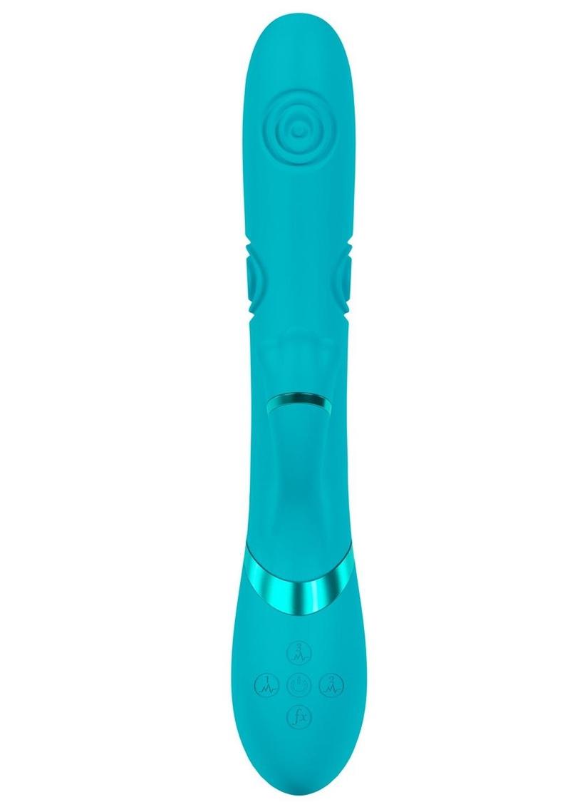 Vive Fiore Silicone Rechargeable Triple Motor G-Spot Air Wave Vibrating and Tapping Flared Clitoral Stimulator