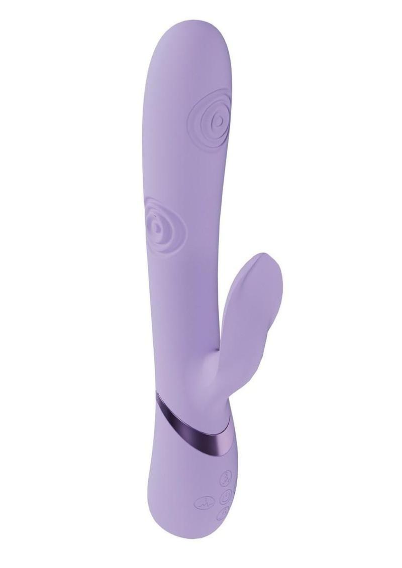 Vive Fronda Silicone Rechargeable Triple Motor G-Spot Vibrating and Tapping Leaf Clit Stimulator - Lavender/Purple