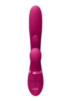 Vive Kura Rechargeable Silicone Triple Motor Thrusting G-Spot with Flapper and Air Wave Clitoral Stimulation Vibrator
