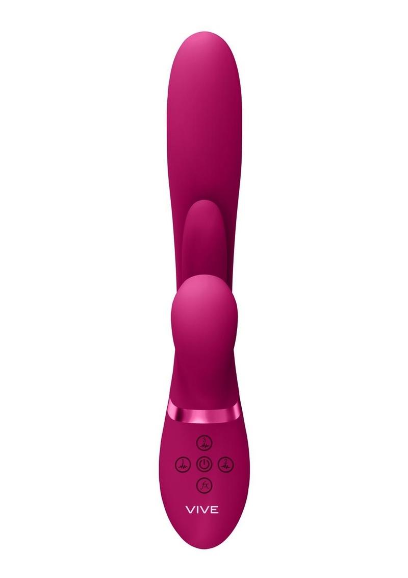 Vive Kura Rechargeable Silicone Triple Motor Thrusting G-Spot with Flapper and Air Wave Clitoral Stimulation Vibrator