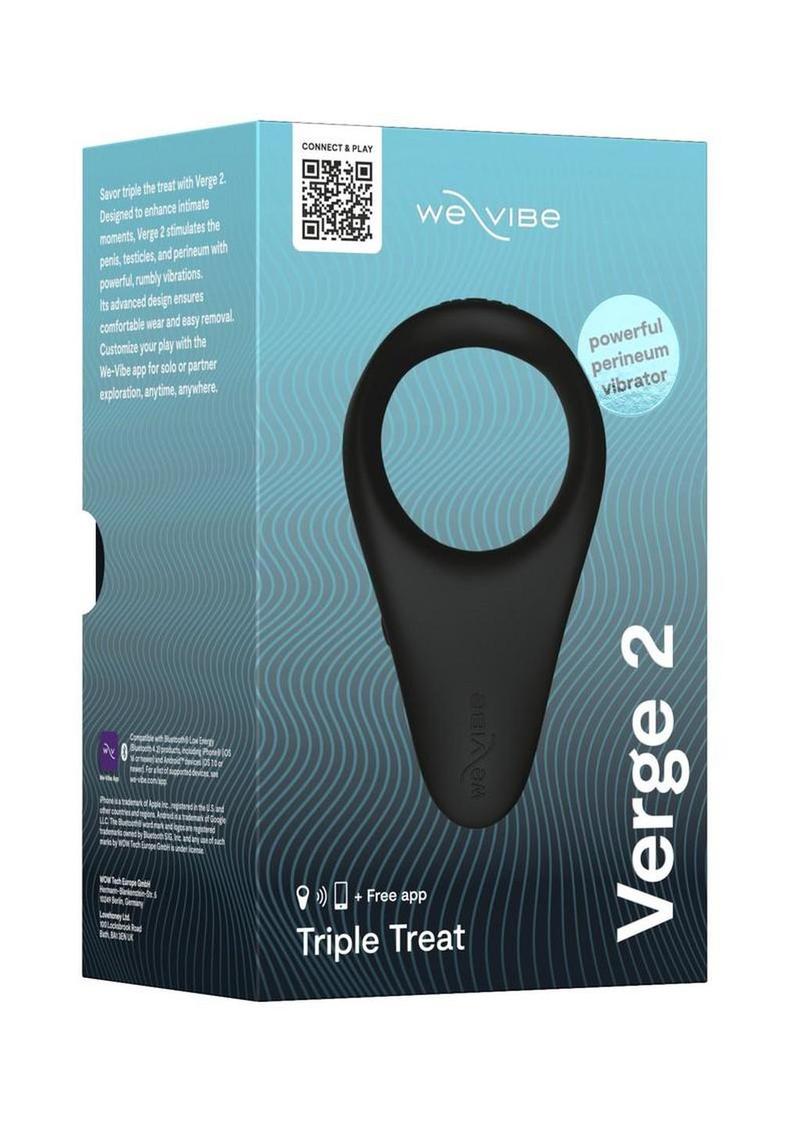 We-Vibe Verge 2 Rechargeable Silicone Vibrating Perineum Cock Ring - Black